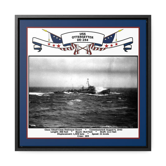 USS Ottersetter DE-244 Navy Floating Frame Photo Front View