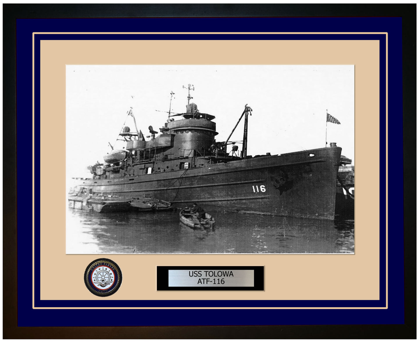 USS TOLOWA ATF-116 Framed Navy Ship Photo Blue