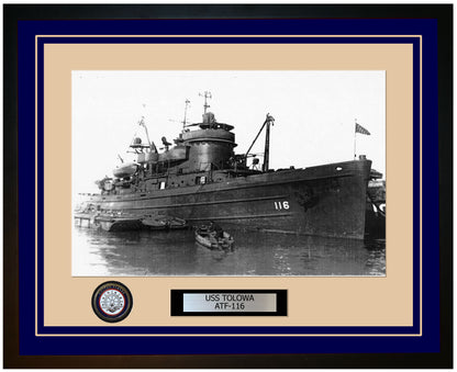 USS TOLOWA ATF-116 Framed Navy Ship Photo Blue
