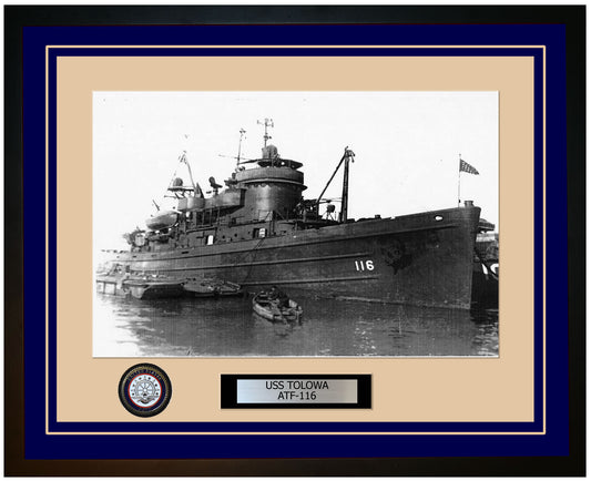 USS TOLOWA ATF-116 Framed Navy Ship Photo Blue