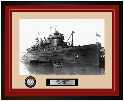 USS TOLOWA ATF-116 Framed Navy Ship Photo Burgundy