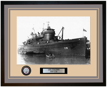 USS TOLOWA ATF-116 Framed Navy Ship Photo Grey