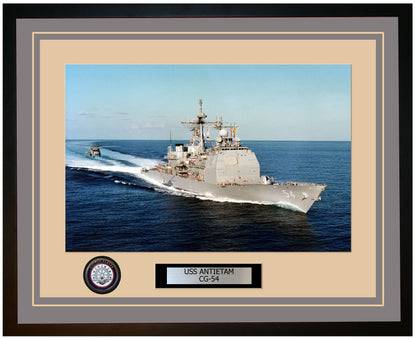 USS ANTIETAM CG-54 Framed Navy Ship Photo Grey