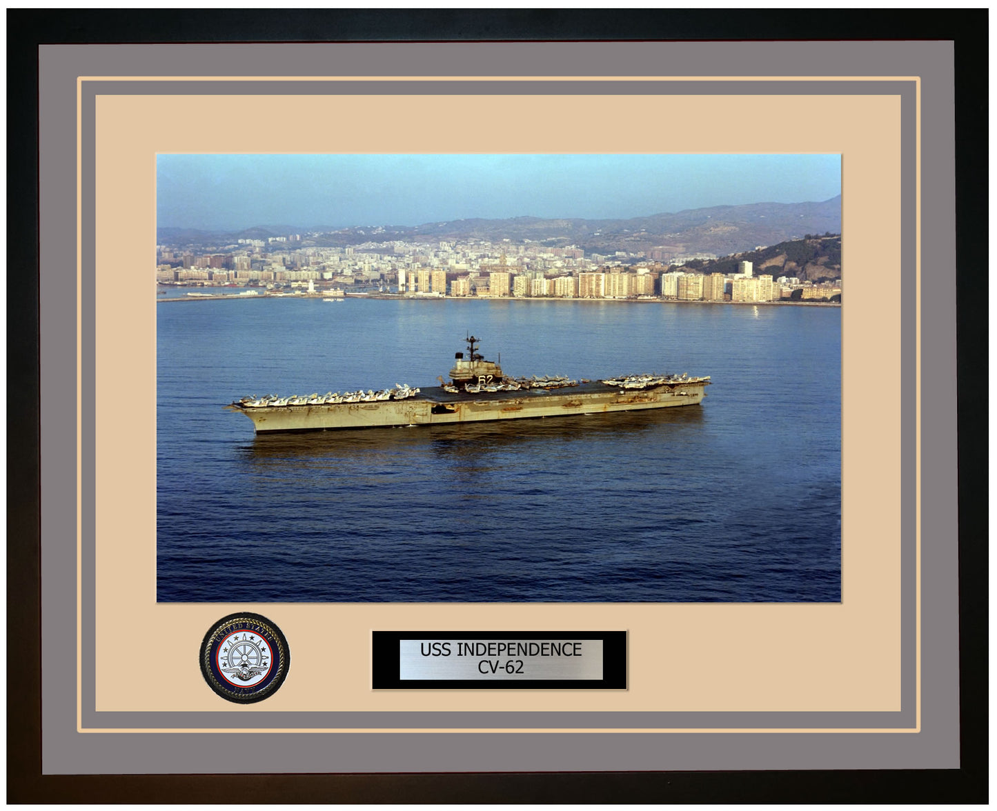 USS INDEPENDENCE CV-62 Framed Navy Ship Photo Grey
