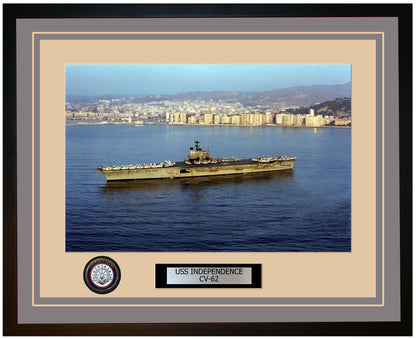 USS INDEPENDENCE CV-62 Framed Navy Ship Photo Grey