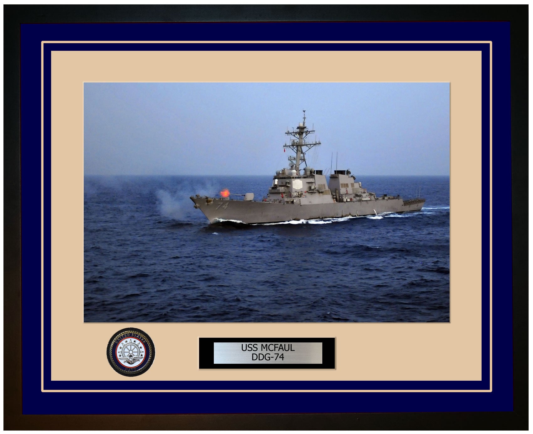 USS MCFAUL DDG-74 Framed Navy Ship Photo Blue