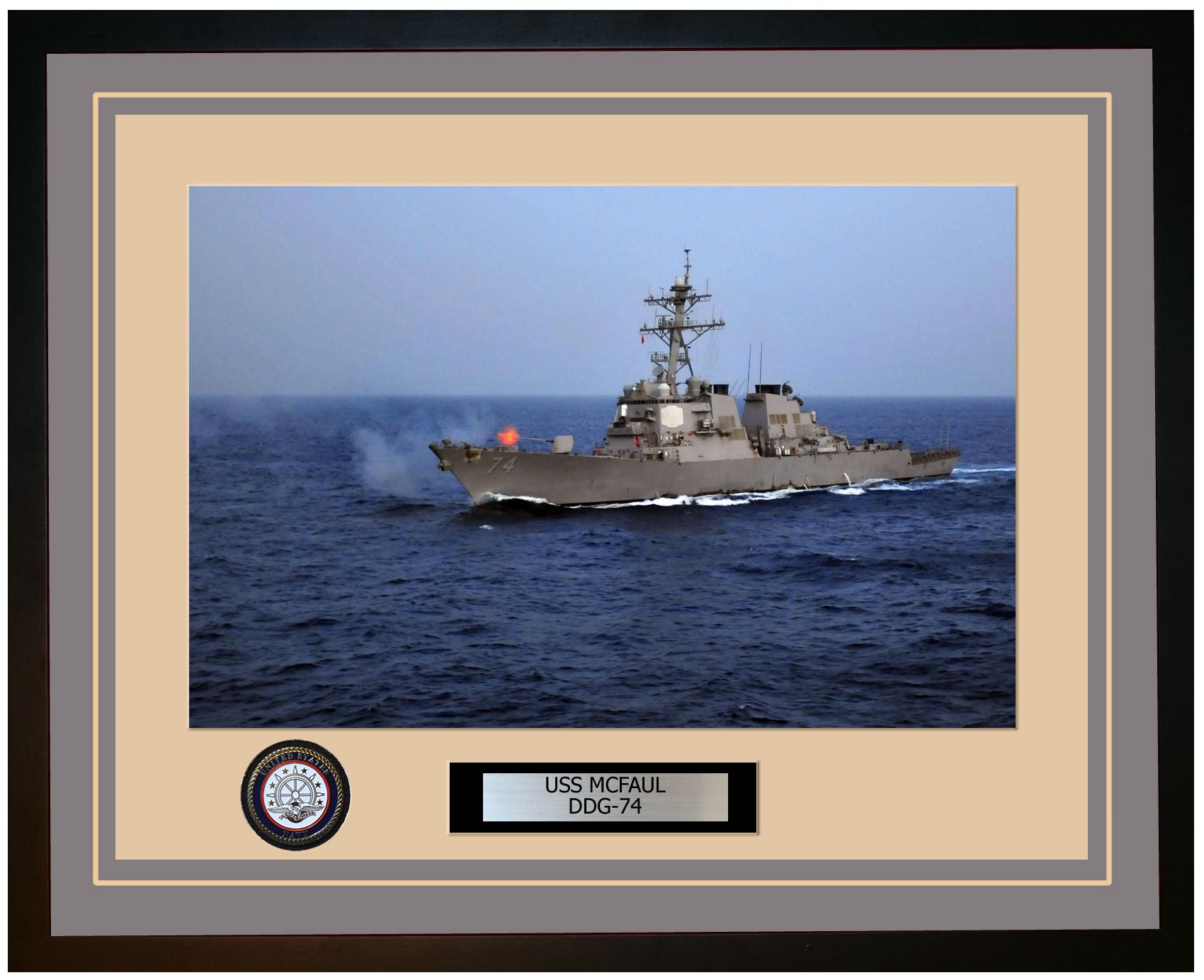 USS MCFAUL DDG-74 Framed Navy Ship Photo Grey