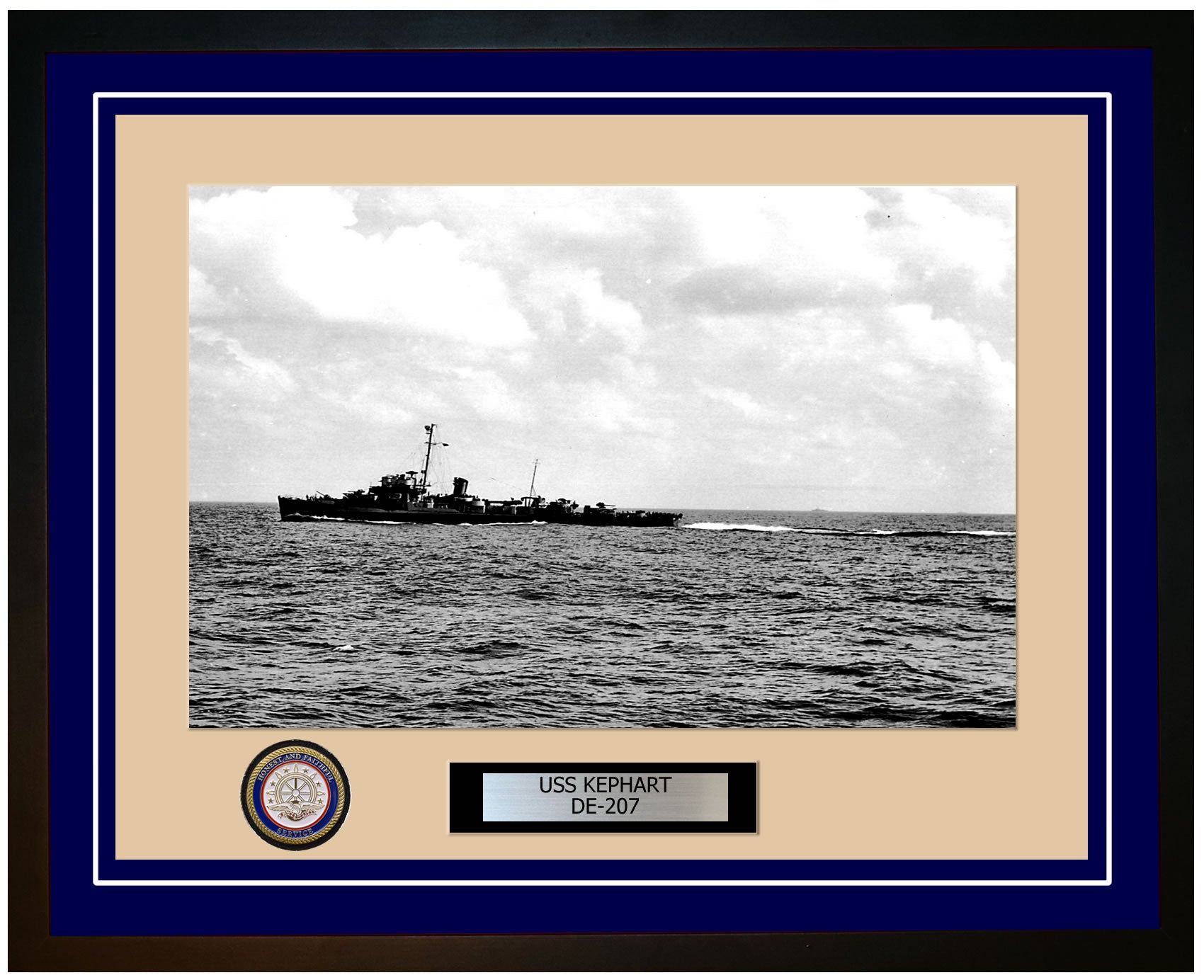 USS Kephart DE-207 Framed Navy Ship Photo Blue
