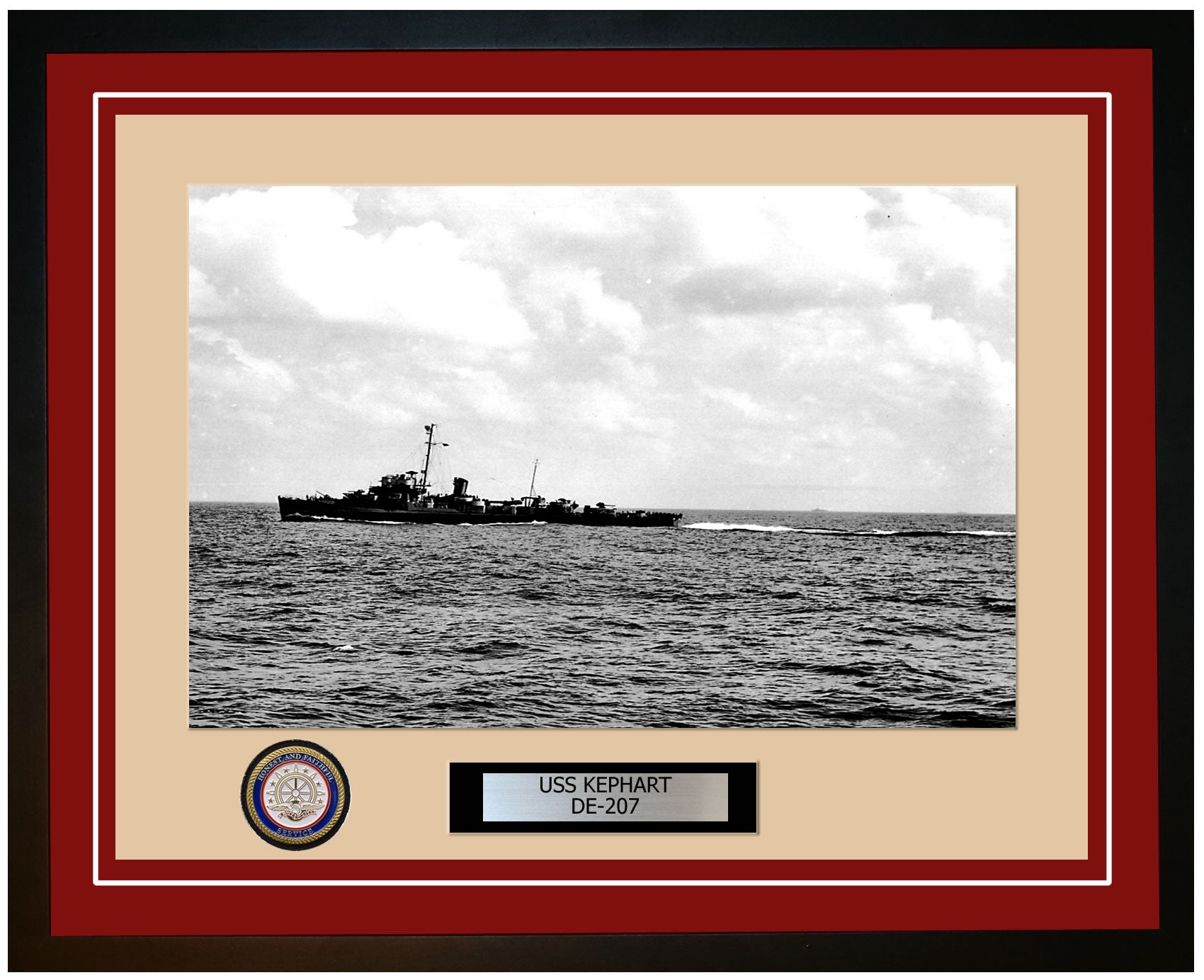 USS Kephart DE-207 Framed Navy Ship Photo Burgundy