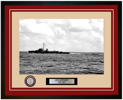 USS Kephart DE-207 Framed Navy Ship Photo Burgundy