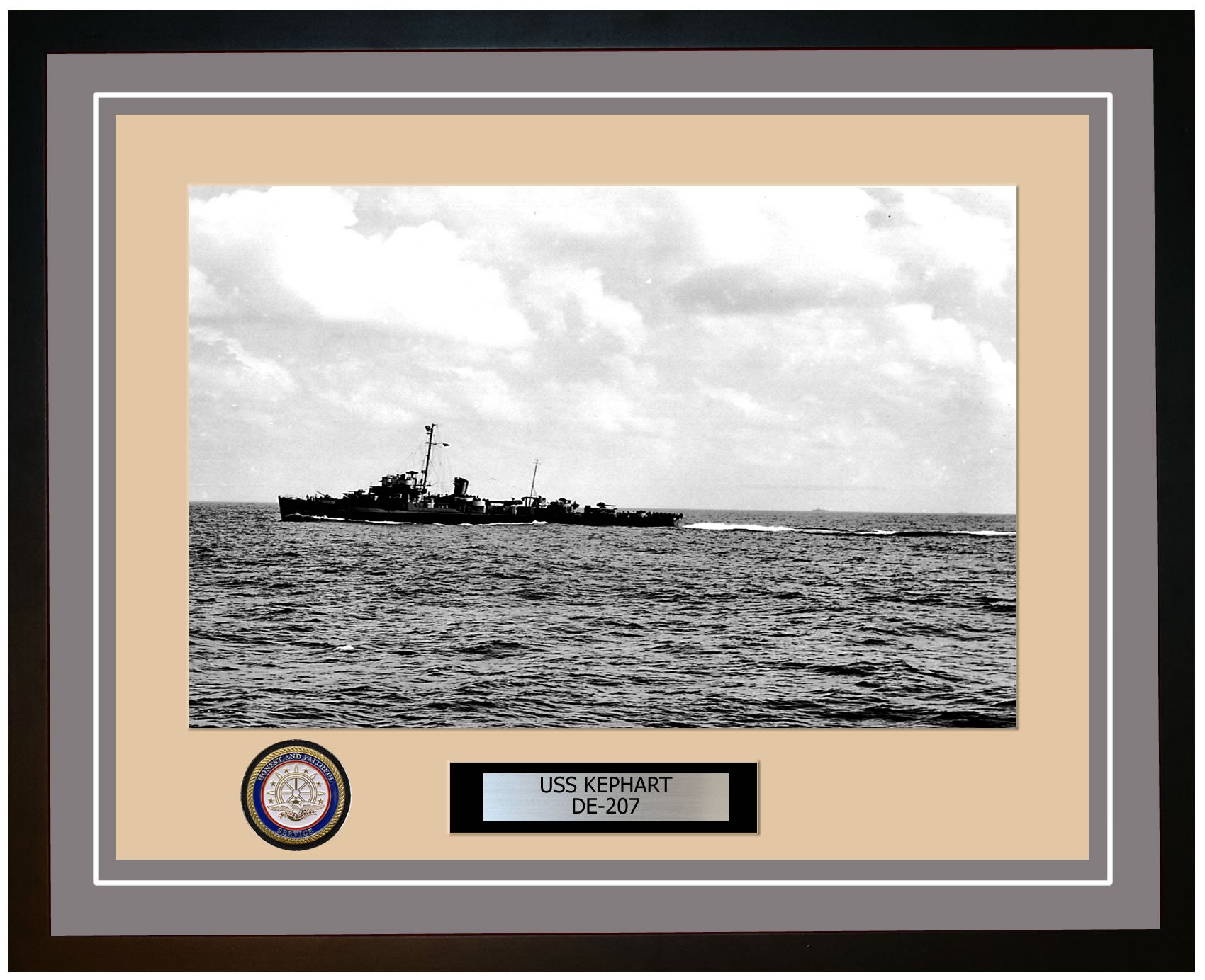 USS Kephart DE-207 Framed Navy Ship Photo Grey