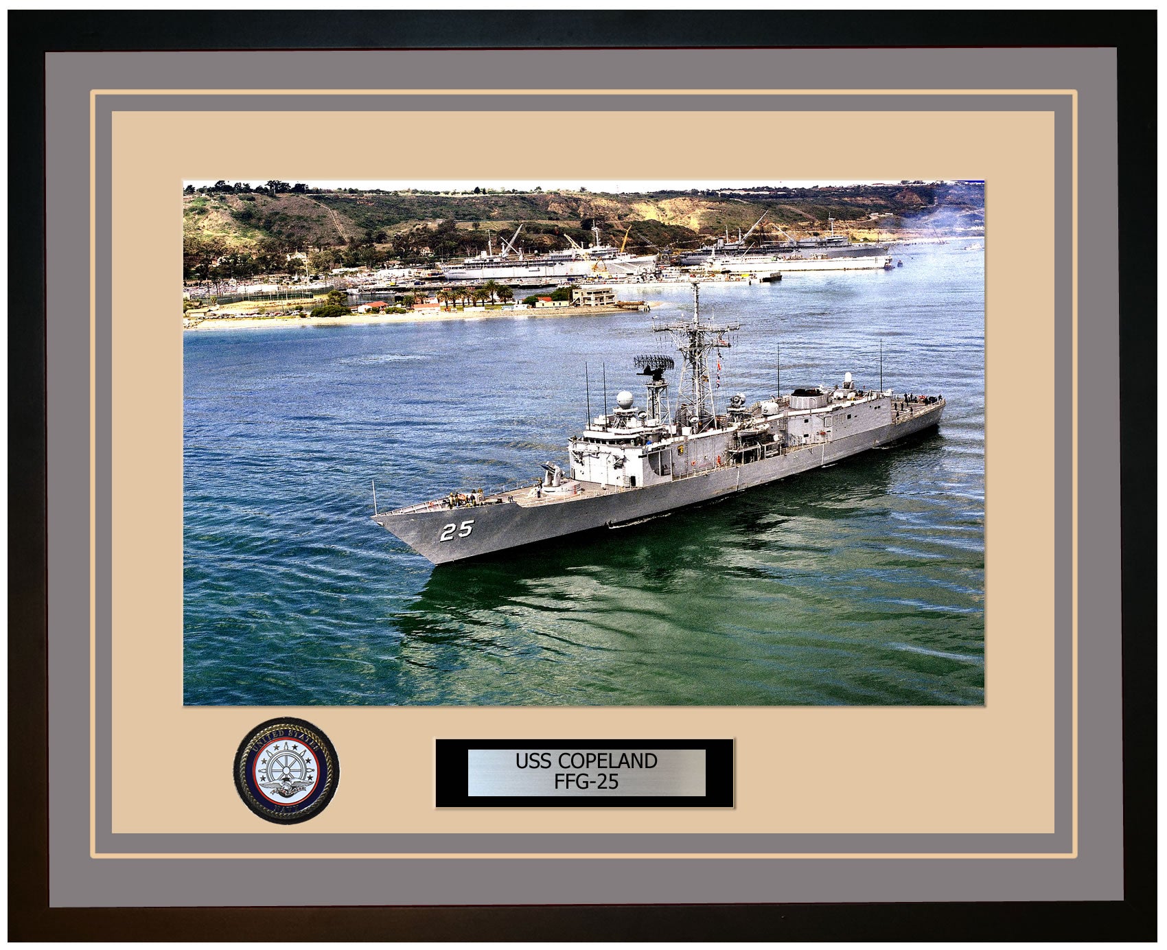 USS COPELAND FFG-25 Framed Navy Ship Photo Grey