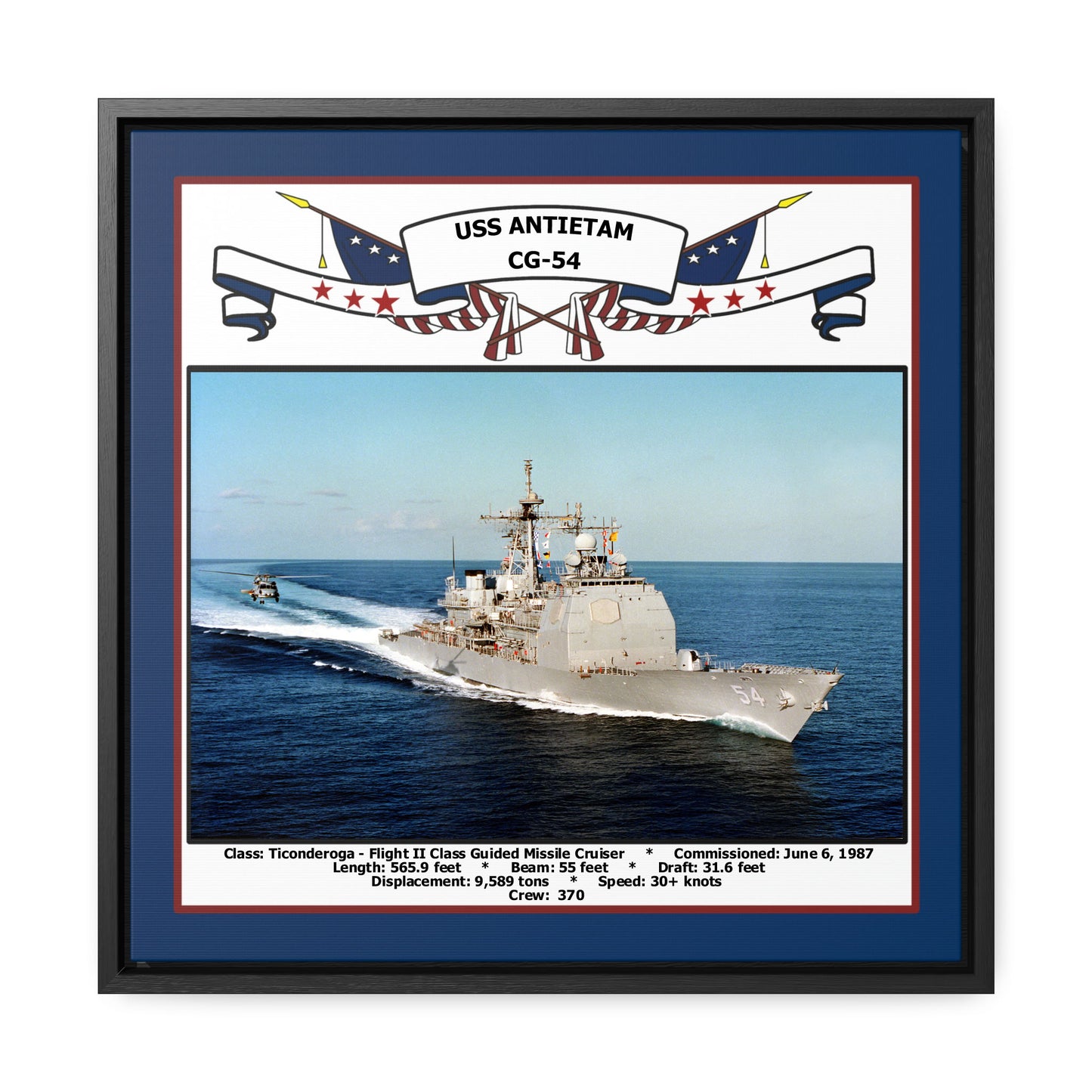 USS Antietam CG-54 Navy Floating Frame Photo Front View