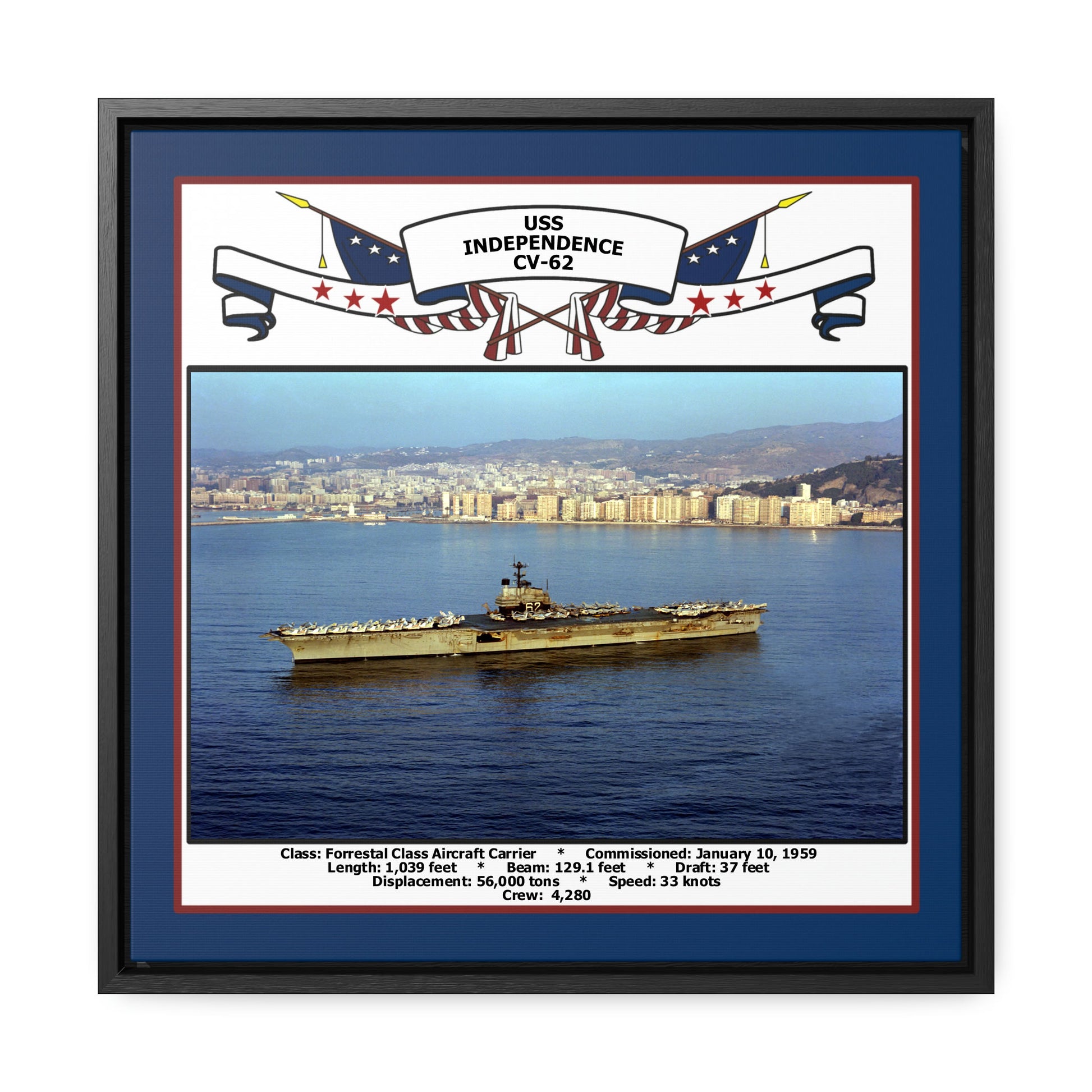 USS Independence CV-62 Navy Floating Frame Photo Front View