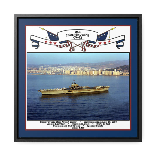 USS Independence CV-62 Navy Floating Frame Photo Front View
