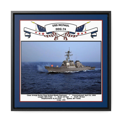 USS Mcfaul DDG-74 Navy Floating Frame Photo Front View