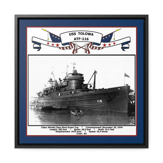 USS Tolowa ATF-116 Navy Floating Frame Photo Front View