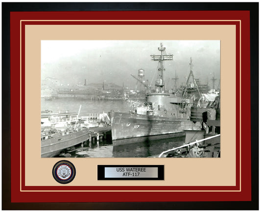 USS WATEREE ATF-117 Framed Navy Ship Photo Burgundy