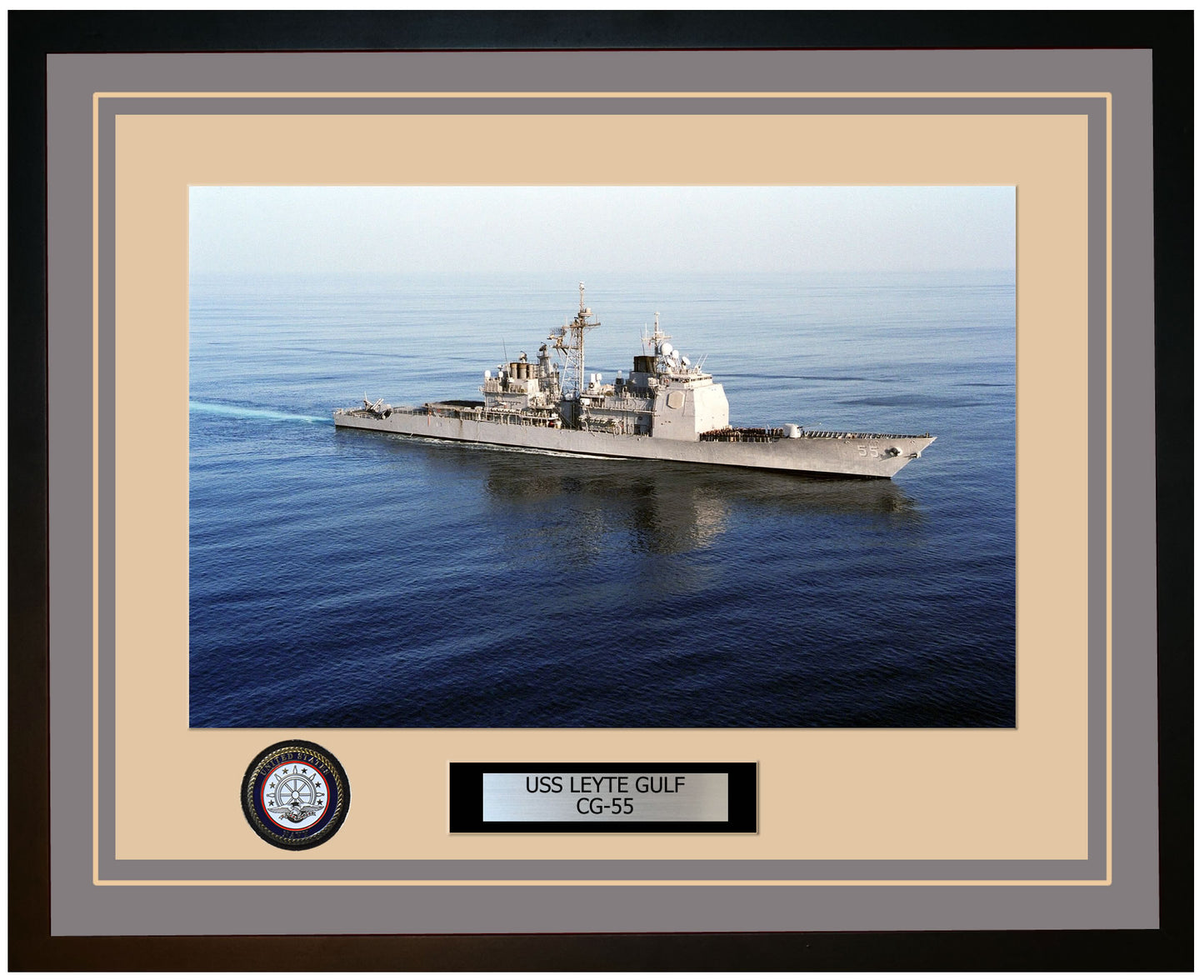 USS LEYTE GULF CG-55 Framed Navy Ship Photo Grey