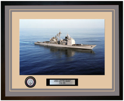 USS LEYTE GULF CG-55 Framed Navy Ship Photo Grey