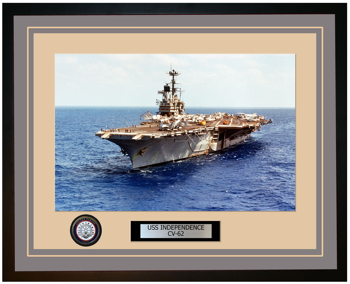 USS INDEPENDENCE CV-62 Framed Navy Ship Photo Grey