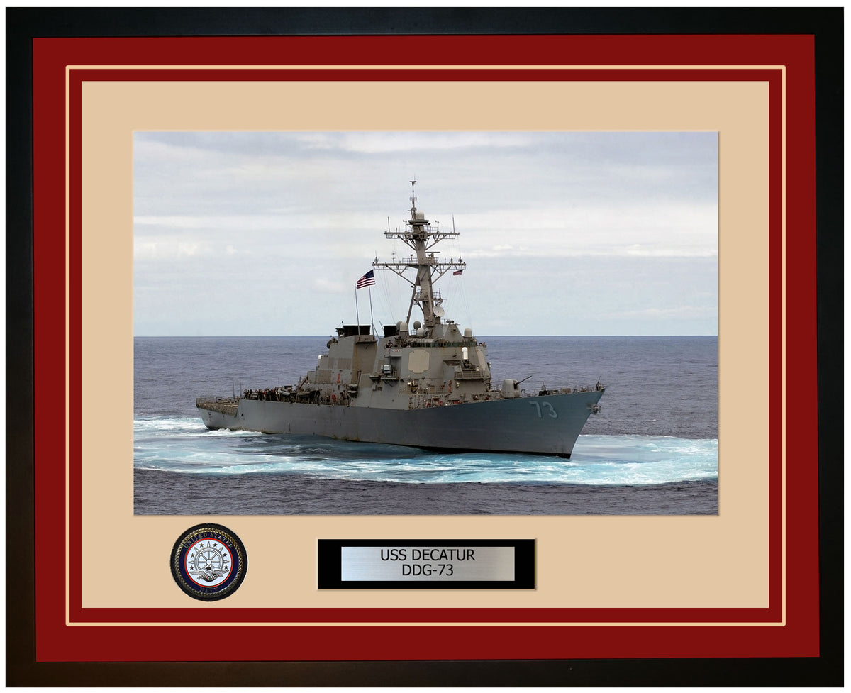 USS DECATUR DDG-73 Framed Navy Ship Photo Burgundy
