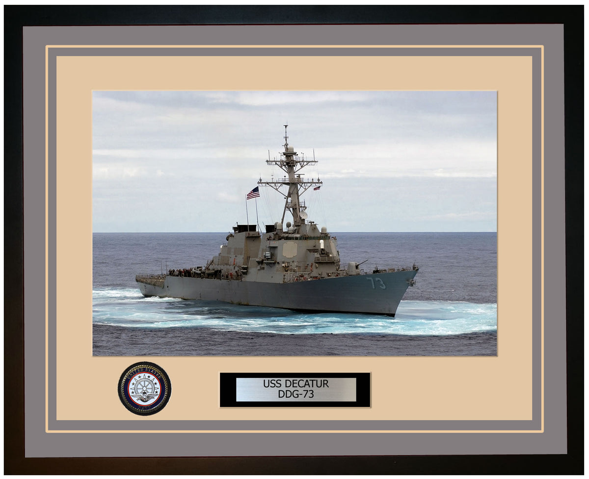 USS DECATUR DDG-73 Framed Navy Ship Photo Grey