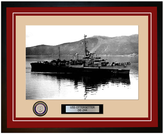 USS Ottersetter DE-244 Framed Navy Ship Photo Burgundy