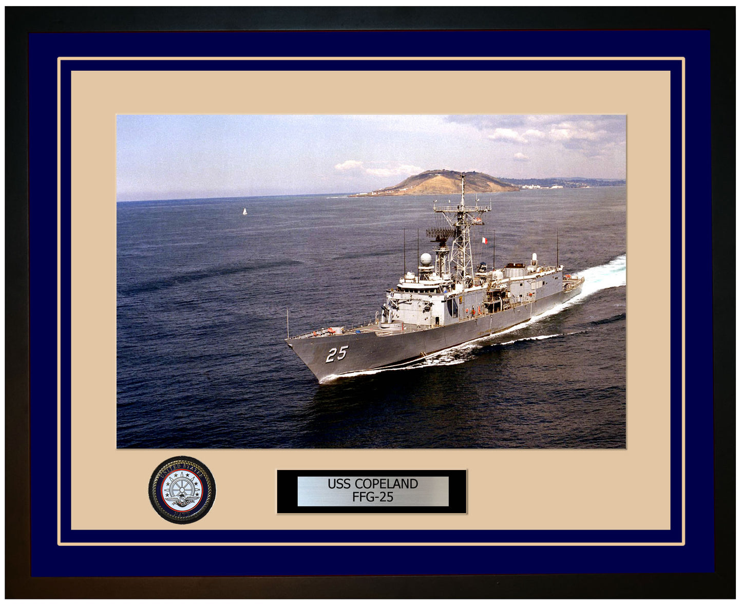 USS COPELAND FFG-25 Framed Navy Ship Photo Blue