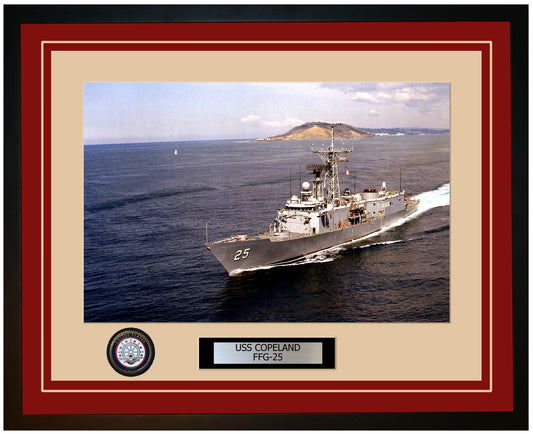 USS COPELAND FFG-25 Framed Navy Ship Photo Burgundy
