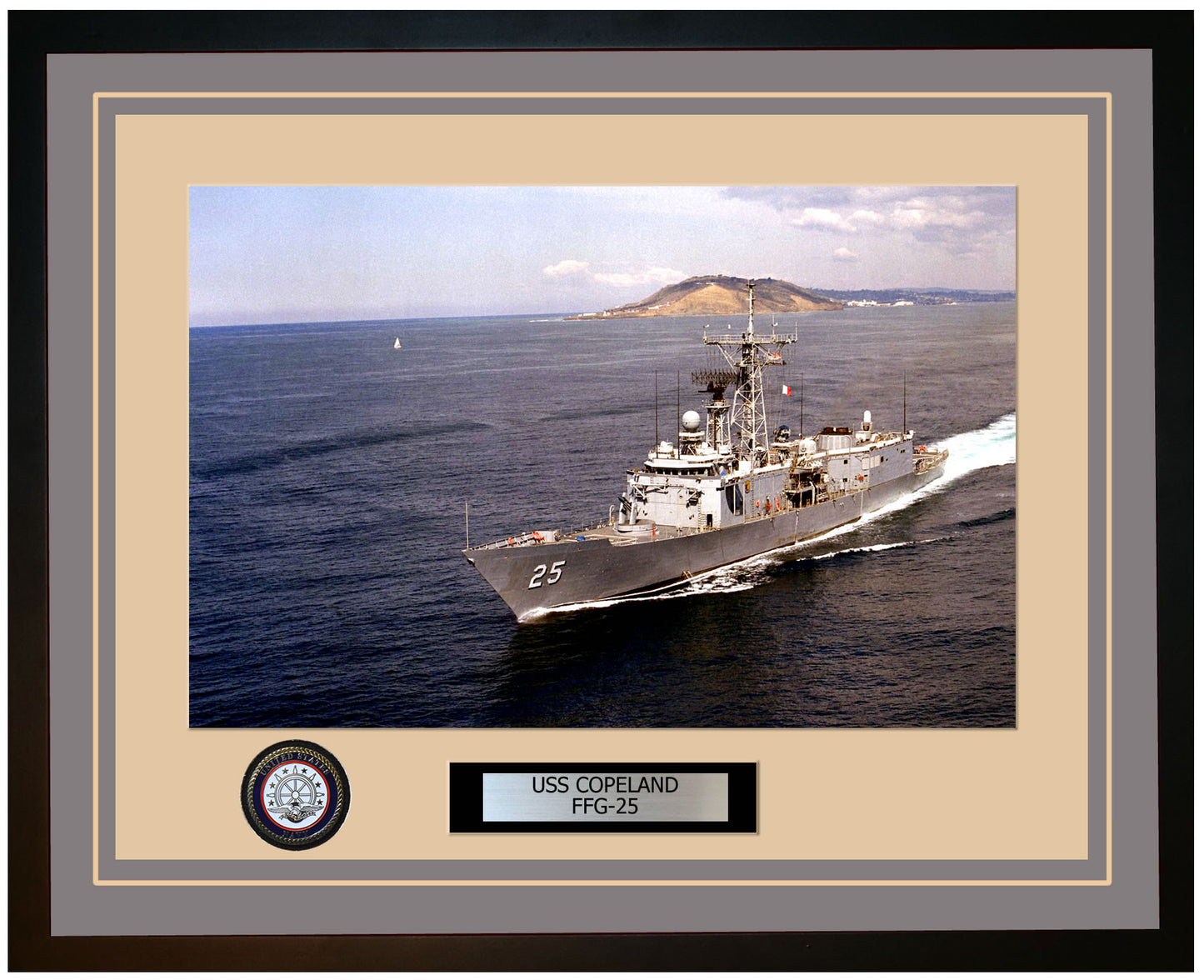 USS COPELAND FFG-25 Framed Navy Ship Photo Grey