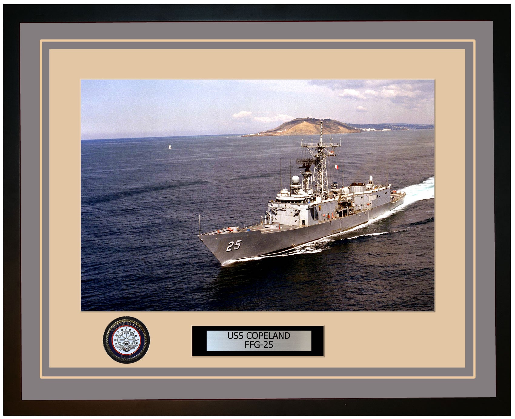 USS COPELAND FFG-25 Framed Navy Ship Photo Grey