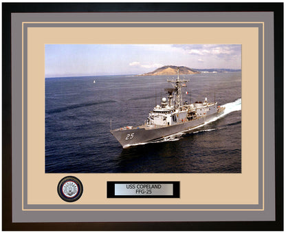USS COPELAND FFG-25 Framed Navy Ship Photo Grey