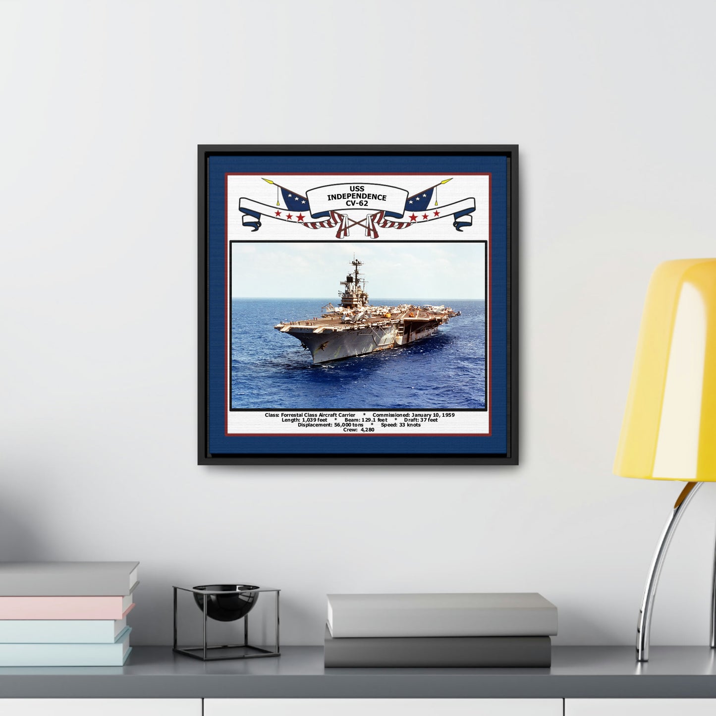 USS Independence CV-62 Navy Floating Frame Photo Desk View