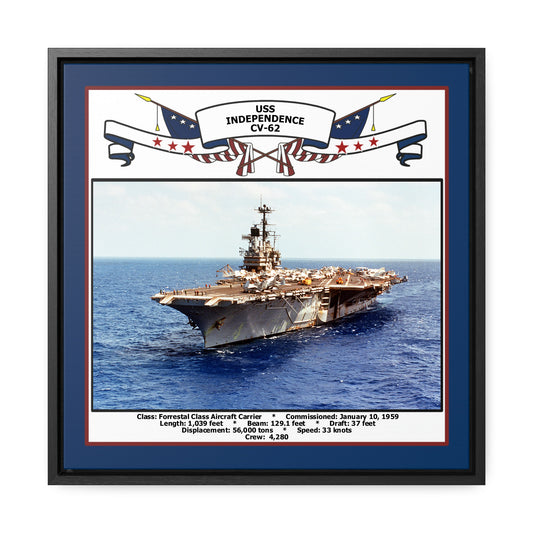 USS Independence CV-62 Navy Floating Frame Photo Front View