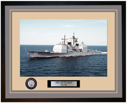 USS LEYTE GULF CG-55 Framed Navy Ship Photo Grey