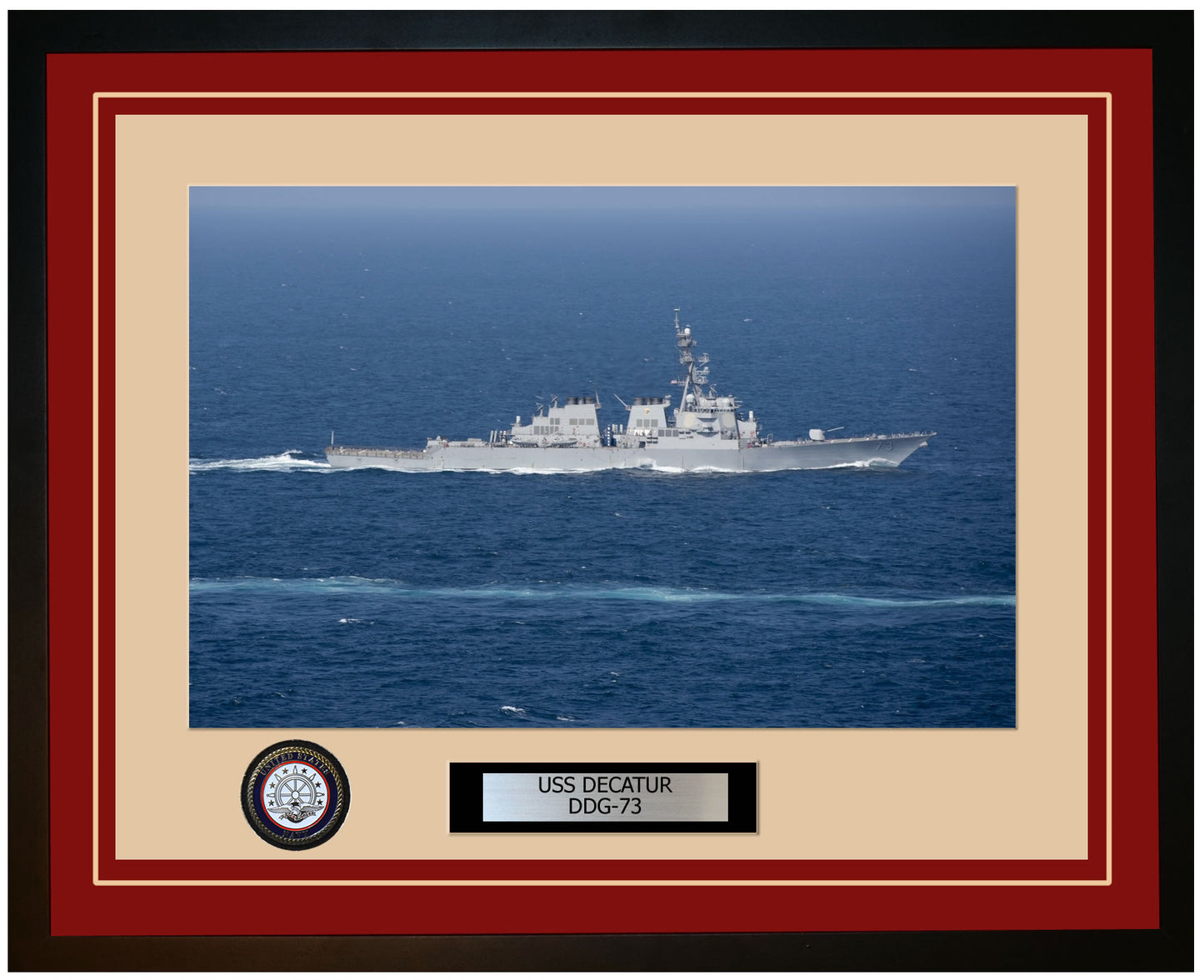 USS DECATUR DDG-73 Framed Navy Ship Photo Burgundy