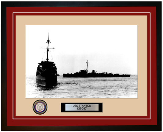 USS Stanton DE-247 Framed Navy Ship Photo Burgundy