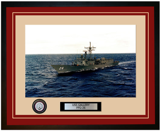 USS GALLERY FFG-26 Framed Navy Ship Photo Burgundy