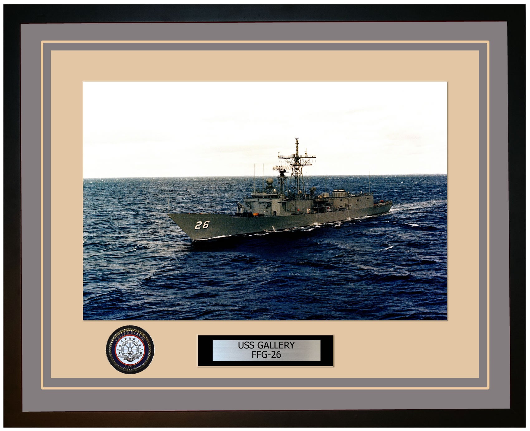 USS GALLERY FFG-26 Framed Navy Ship Photo Grey