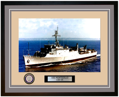 USS Monticello LSD-35 Framed Navy Ship Photo Grey