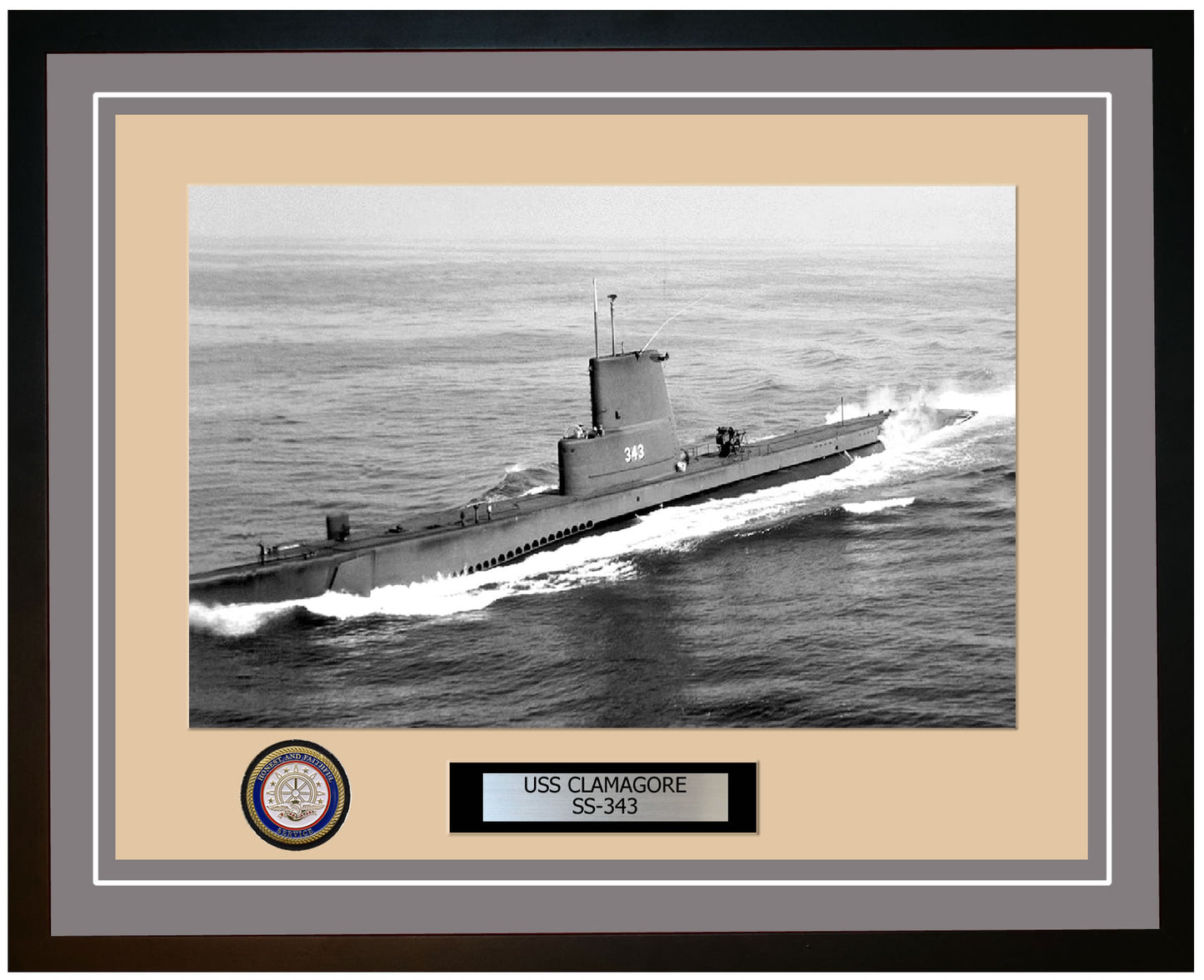 USS Clamagore SS-343 Framed Navy Ship Photo Grey