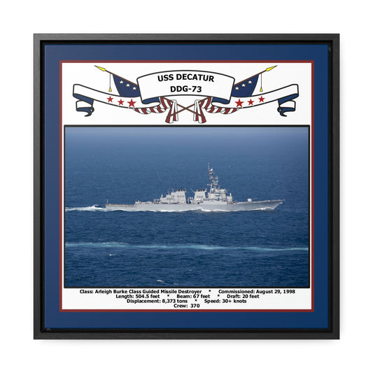 USS Decatur DDG-73 Navy Floating Frame Photo Front View