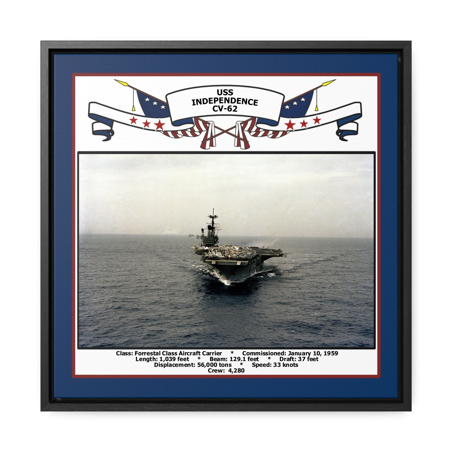 USS Independence CV-62 Navy Floating Frame Photo Front View