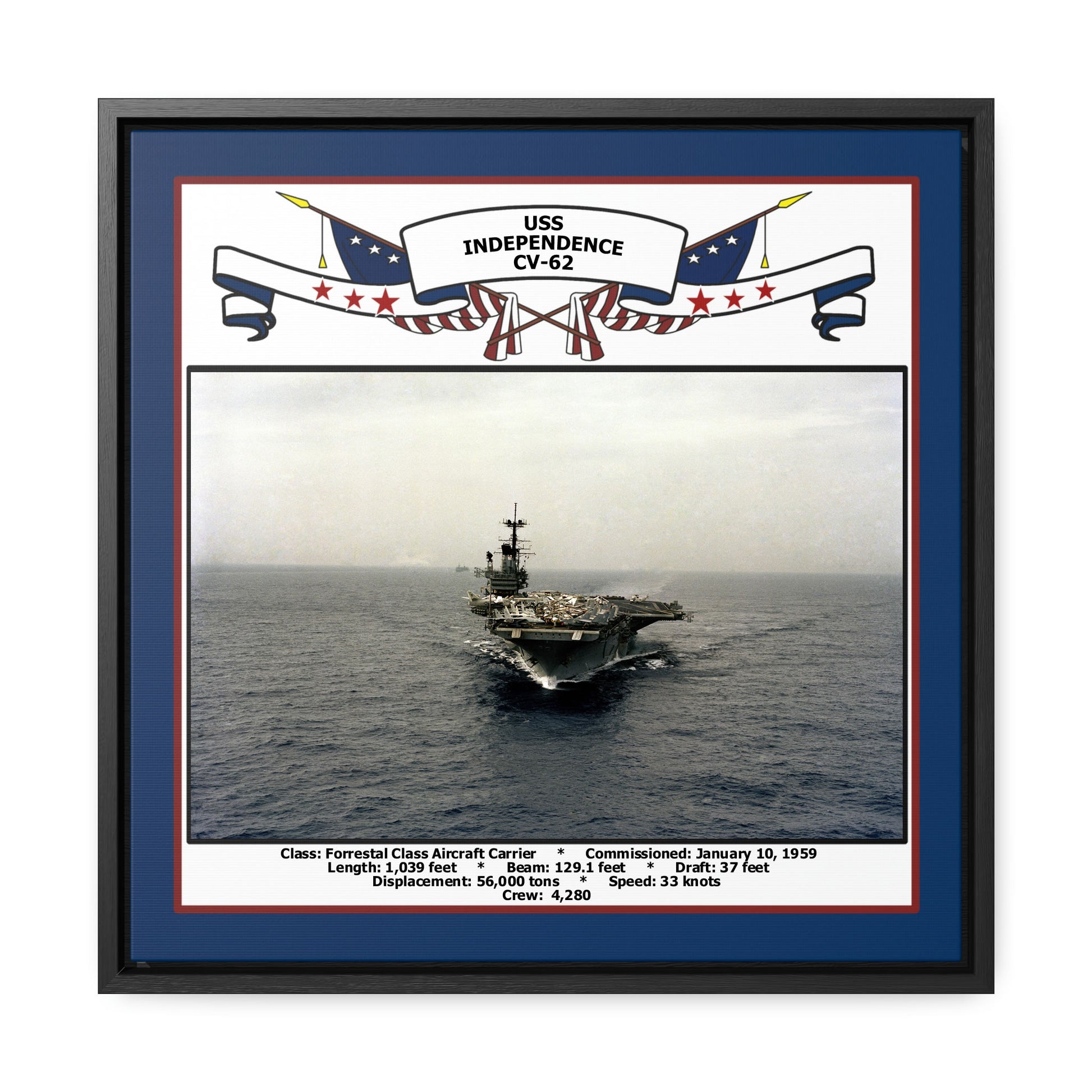 USS Independence CV-62 Navy Floating Frame Photo Front View