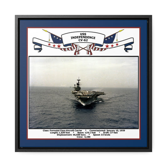 USS Independence CV-62 Navy Floating Frame Photo Front View