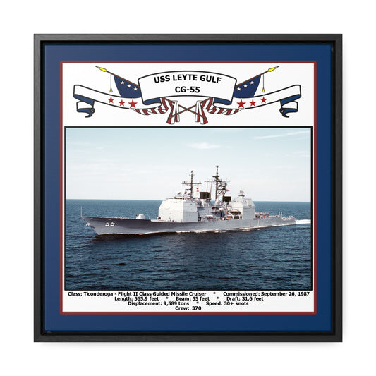 USS Leyte Gulf CG-55 Navy Floating Frame Photo Front View