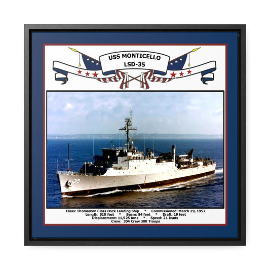 USS Monticello LSD-35 Navy Floating Frame Photo Front View