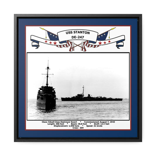 USS Stanton DE-247 Navy Floating Frame Photo Front View