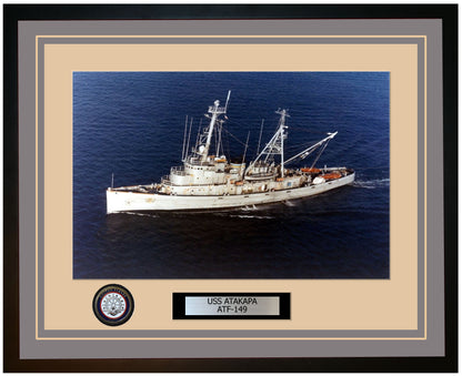 USS ATAKAPA ATF-149 Framed Navy Ship Photo Grey